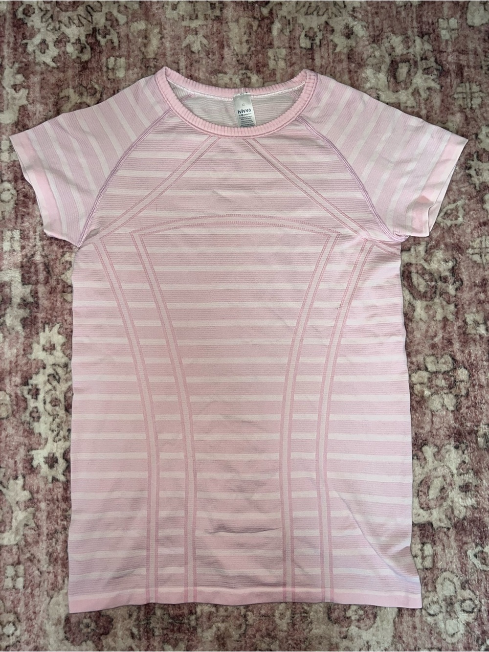 Ivivva Light Pink Striped Crew Neck Athletic Top